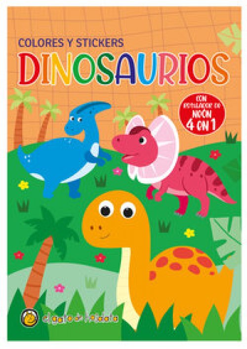 Colores y stickers: Dinosaurio